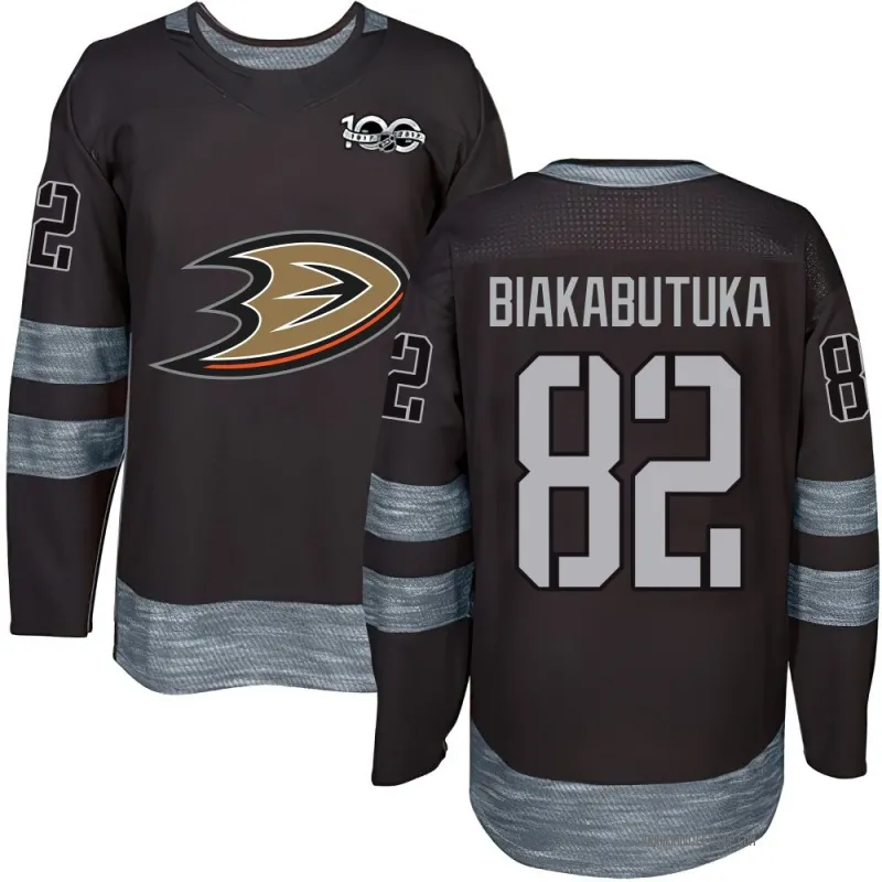 Black Men's Jeremie Biakabutuka Authentic Anaheim Ducks 1917-2017 100th Anniversary Jersey