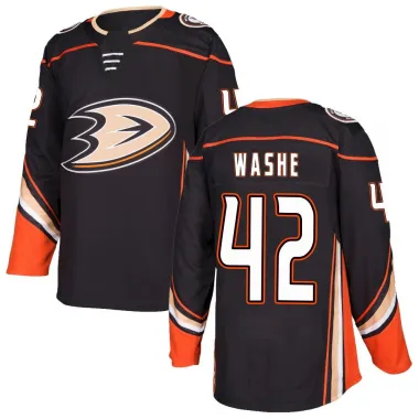 Black Men's Tim Washe Authentic Anaheim Ducks Home Jersey