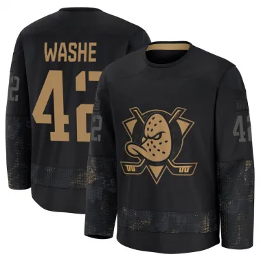 Black Men's Tim Washe Premium Anaheim Ducks 2024 Military Appreciation Practice Jersey