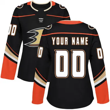 Black Women's Custom Authentic Anaheim Ducks Home Jersey