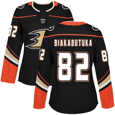 Black Women's Jeremie Biakabutuka Authentic Anaheim Ducks Home Jersey