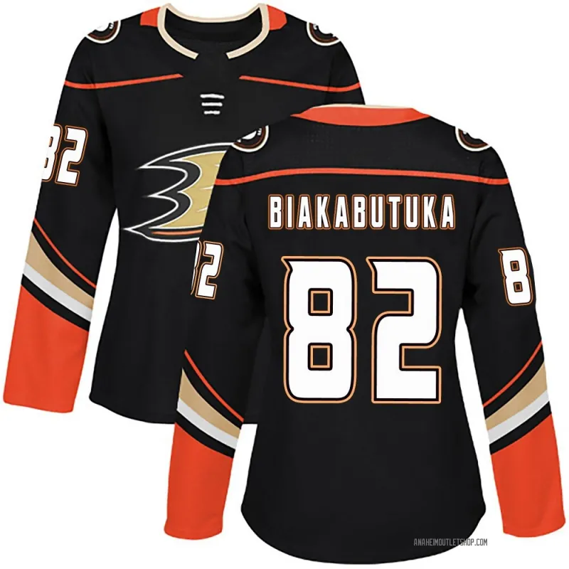 Black Women's Jeremie Biakabutuka Authentic Anaheim Ducks Home Jersey