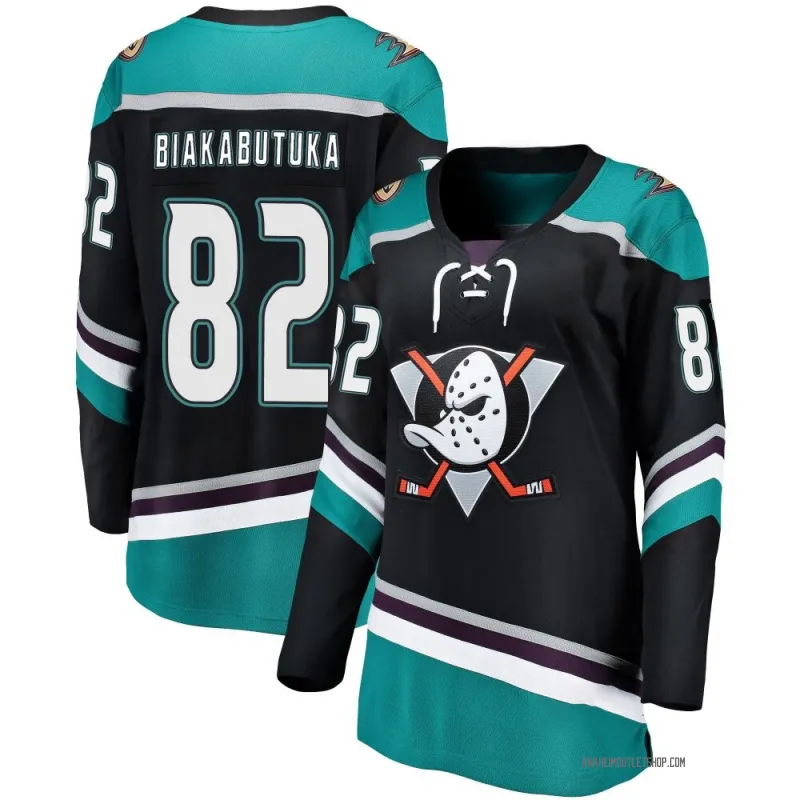 Black Women's Jeremie Biakabutuka Breakaway Anaheim Ducks Alternate Jersey
