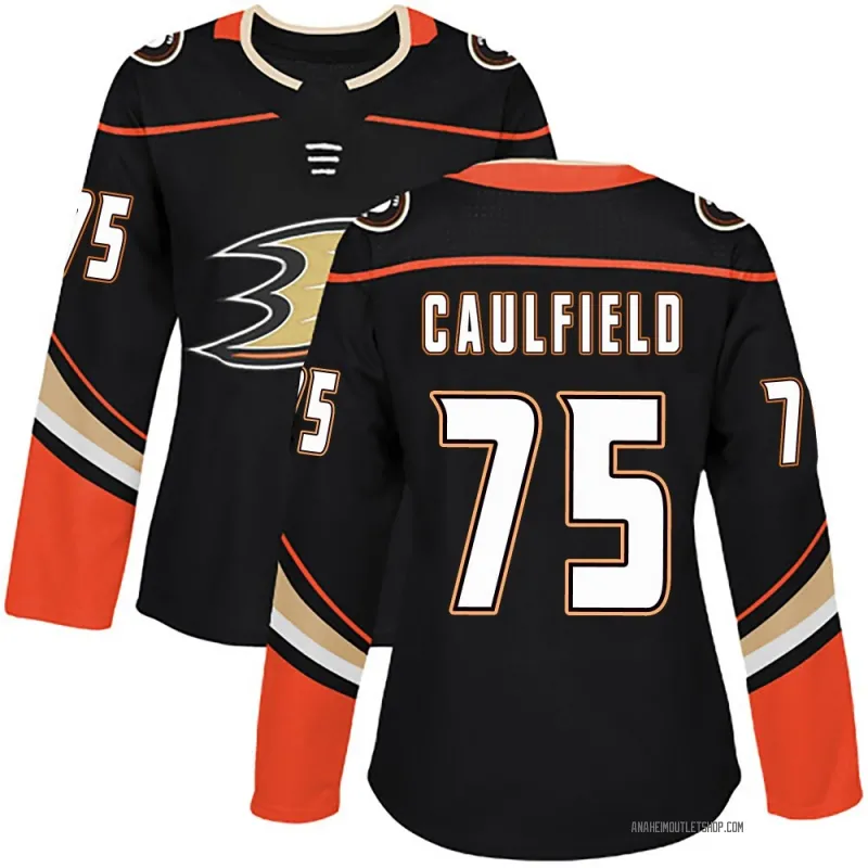 Black Women's Judd Caulfield Authentic Anaheim Ducks Home Jersey
