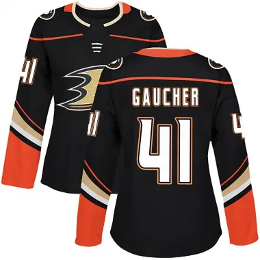 Black Women's Nathan Gaucher Authentic Anaheim Ducks Home Jersey