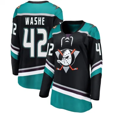 Black Women's Tim Washe Breakaway Anaheim Ducks Alternate Jersey