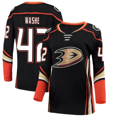 Black Women's Tim Washe Breakaway Anaheim Ducks Home Jersey