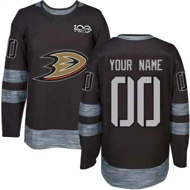 Black Youth Custom Authentic Anaheim Ducks 1917-2017 100th Anniversary Jersey