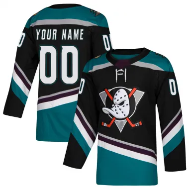 Black Youth Custom Authentic Anaheim Ducks Teal Alternate Jersey