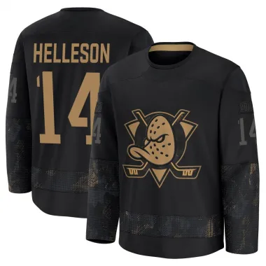 Black Youth Drew Helleson Premium Anaheim Ducks 2024 Military Appreciation Practice Jersey