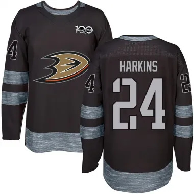 Black Youth Jansen Harkins Authentic Anaheim Ducks 1917-2017 100th Anniversary Jersey