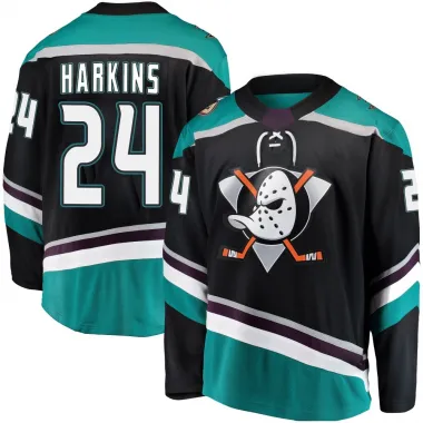 Black Youth Jansen Harkins Breakaway Anaheim Ducks Alternate Jersey
