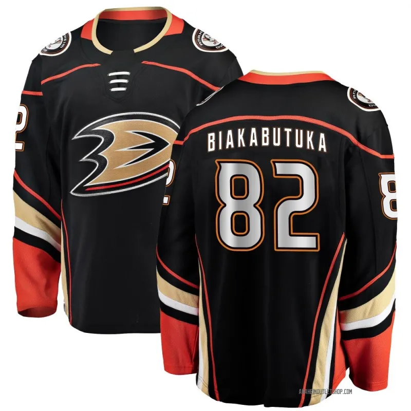 Black Youth Jeremie Biakabutuka Breakaway Anaheim Ducks Home Jersey