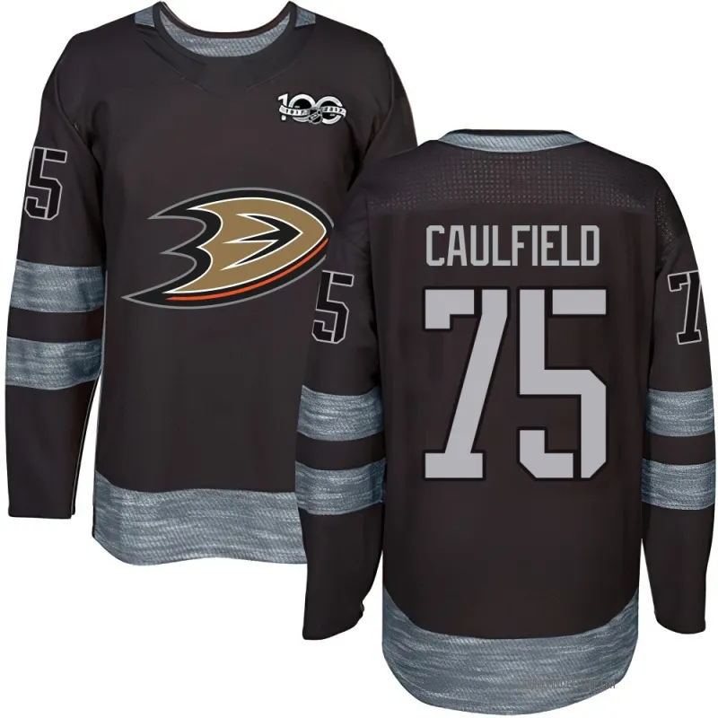 Black Youth Judd Caulfield Authentic Anaheim Ducks 1917-2017 100th Anniversary Jersey