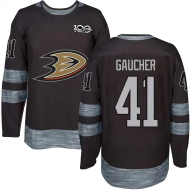 Black Youth Nathan Gaucher Authentic Anaheim Ducks 1917-2017 100th Anniversary Jersey