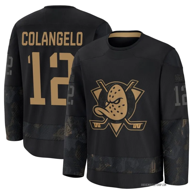 Black Youth Sam Colangelo Premium Anaheim Ducks 2024 Military Appreciation Practice Jersey