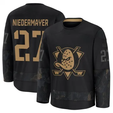 Black Youth Scott Niedermayer Premium Anaheim Ducks 2024 Military Appreciation Practice Jersey