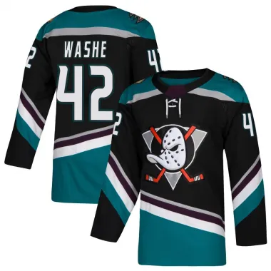 Black Youth Tim Washe Authentic Anaheim Ducks Teal Alternate Jersey