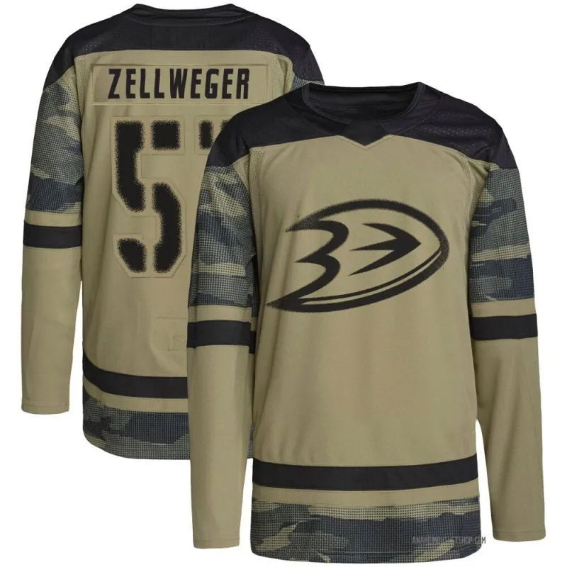 Camo Men's Olen Zellweger Authentic Anaheim Ducks Military Appreciation Practice Jersey