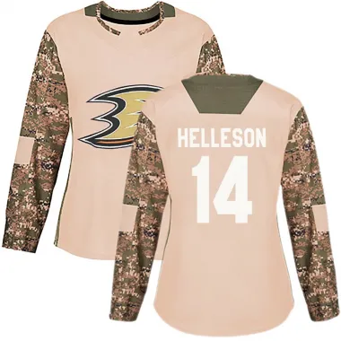 Camo Women's Drew Helleson Authentic Anaheim Ducks Veterans Day Practice Jersey