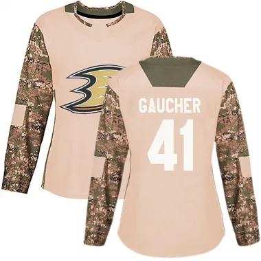 Camo Women's Nathan Gaucher Authentic Anaheim Ducks Veterans Day Practice Jersey