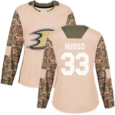 Camo Women's Ville Husso Authentic Anaheim Ducks Veterans Day Practice Jersey