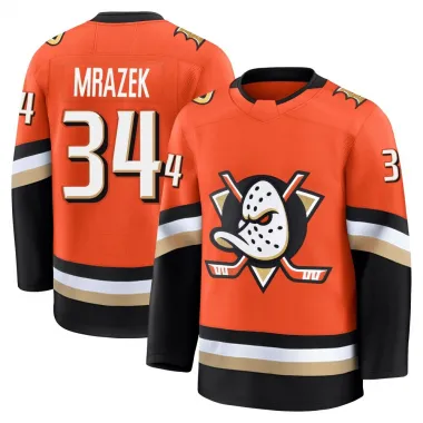 Orange Men's Petr Mrazek Premium Anaheim Ducks Home Jersey