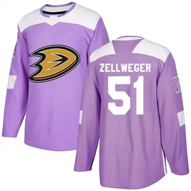 Purple Men's Olen Zellweger Authentic Anaheim Ducks Fights Cancer Practice Jersey