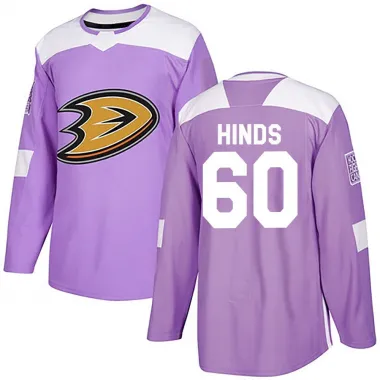 Purple Men's Tyson Hinds Authentic Anaheim Ducks Fights Cancer Practice Jersey