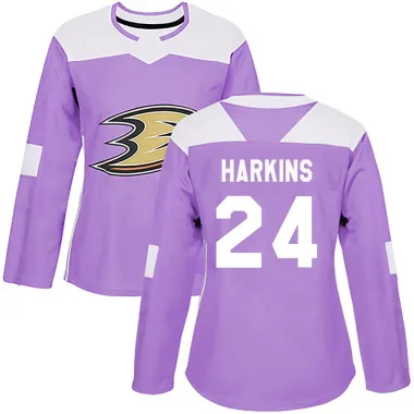 Purple Women's Jansen Harkins Authentic Anaheim Ducks Fights Cancer Practice Jersey