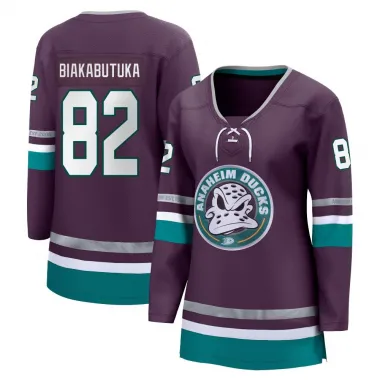 Purple Women's Jeremie Biakabutuka Breakaway Anaheim Ducks 30th Anniversary Premier Jersey