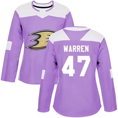 Purple Women's Noah Warren Authentic Anaheim Ducks Fights Cancer Practice Jersey