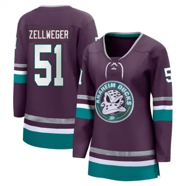 Purple Women's Olen Zellweger Breakaway Anaheim Ducks 30th Anniversary Premier Jersey