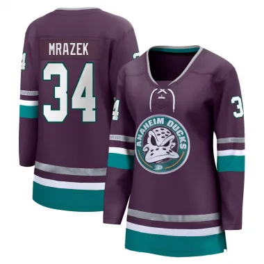 Purple Women's Petr Mrazek Breakaway Anaheim Ducks 30th Anniversary Premier Jersey
