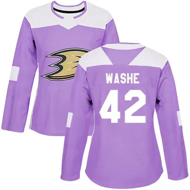 Purple Women's Tim Washe Authentic Anaheim Ducks Fights Cancer Practice Jersey