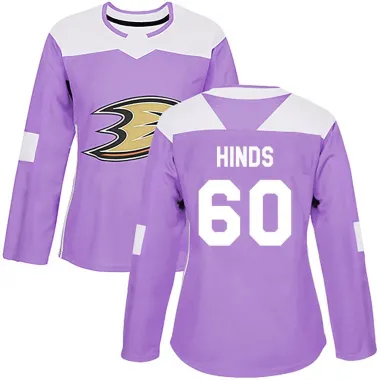 Purple Women's Tyson Hinds Authentic Anaheim Ducks Fights Cancer Practice Jersey