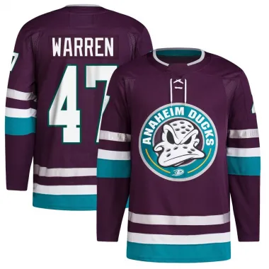 Purple Youth Noah Warren Authentic Anaheim Ducks 30th Anniversary Primegreen Jersey