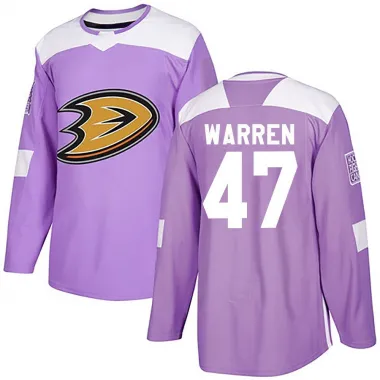 Purple Youth Noah Warren Authentic Anaheim Ducks Fights Cancer Practice Jersey