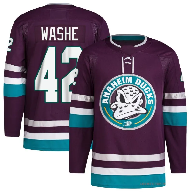 Purple Youth Tim Washe Authentic Anaheim Ducks 30th Anniversary Primegreen Jersey