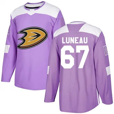Purple Youth Tristan Luneau Authentic Anaheim Ducks Fights Cancer Practice Jersey