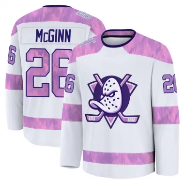 White Men's Brock McGinn Premium Anaheim Ducks 2024 Hockey Fights Cancer Practice Jersey