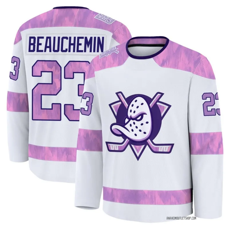 White Men's Francois Beauchemin Premium Anaheim Ducks 2024 Hockey Fights Cancer Practice Jersey