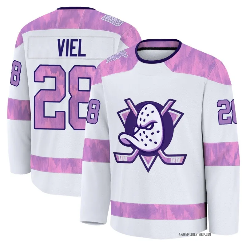 White Men's Jeffrey Viel Premium Anaheim Ducks 2024 Hockey Fights Cancer Practice Jersey