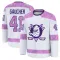White Men's Nathan Gaucher Premium Anaheim Ducks 2024 Hockey Fights Cancer Practice Jersey