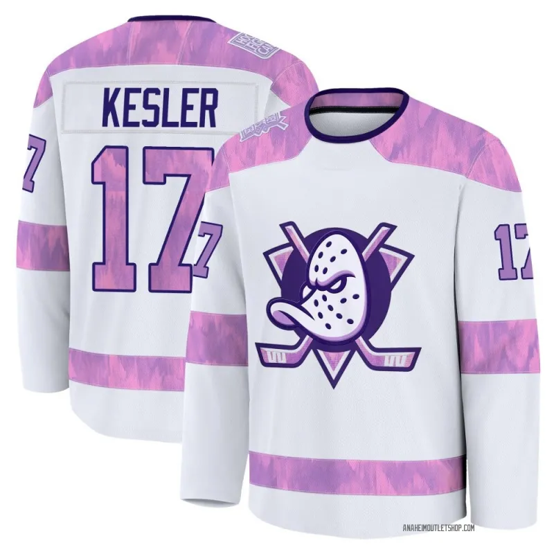 White Men's Ryan Kesler Premium Anaheim Ducks 2024 Hockey Fights Cancer Practice Jersey