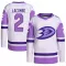 White/Purple Men's Jackson LaCombe Authentic Anaheim Ducks Hockey Fights Cancer Primegreen Jersey