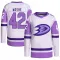 White/Purple Men's Tim Washe Authentic Anaheim Ducks Hockey Fights Cancer Primegreen Jersey