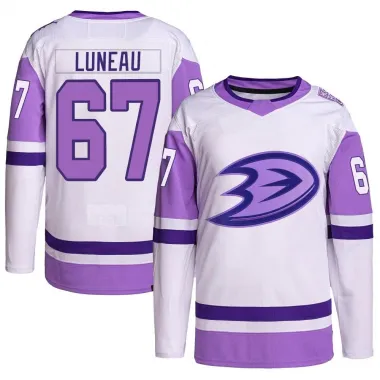 White/Purple Men's Tristan Luneau Authentic Anaheim Ducks Hockey Fights Cancer Primegreen Jersey