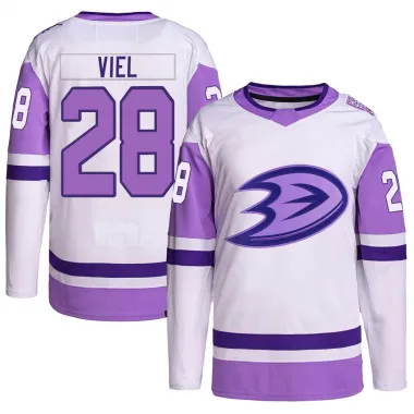 White/Purple Youth Jeffrey Viel Authentic Anaheim Ducks Hockey Fights Cancer Primegreen Jersey
