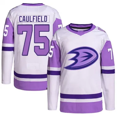 White/Purple Youth Judd Caulfield Authentic Anaheim Ducks Hockey Fights Cancer Primegreen Jersey